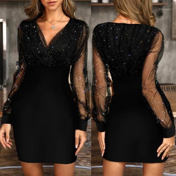

wonen vestidos sequins new 2021 summer female dress black retro elegant party culb dress1, Black;gray