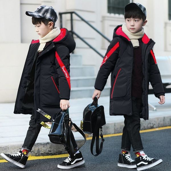 

boys' winter clothes medium long 2020 new thickened coat down cotton padded jacket zhongda children's korean, Blue;gray