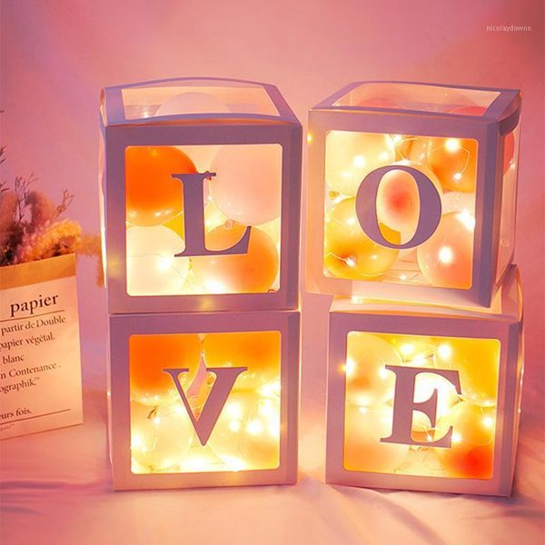 

gift wrap 4pcs/set diy transparent box latex balloon baby love blocks for boy girl shower wedding birthday party decoration backdrop1