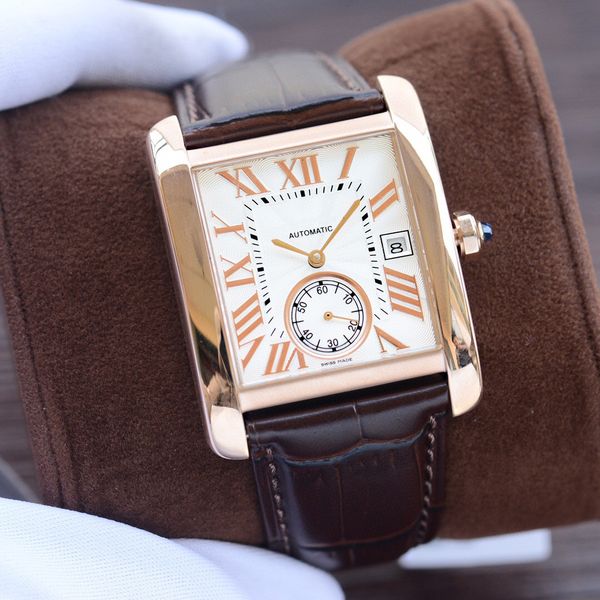 

2020 classic tank men watches joker leather wristwatches square mens watch 34x44mm d3139