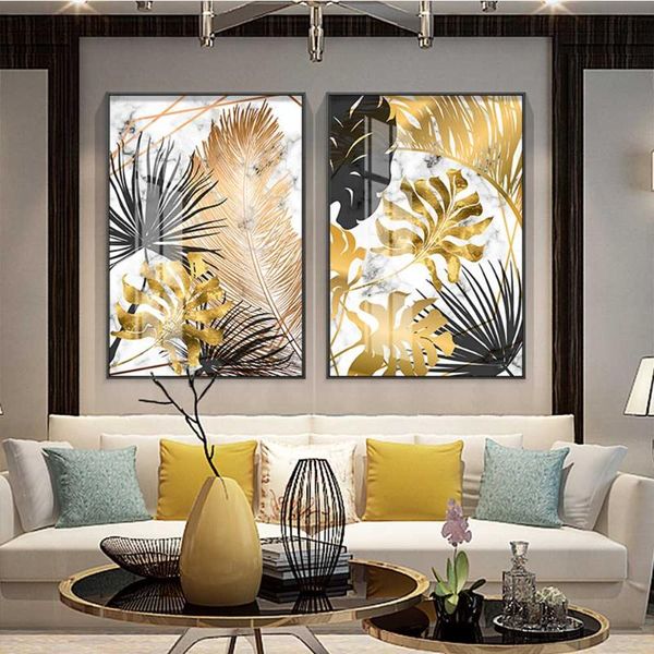 

pinturas laminas para cuadros posters and prints wall art canvas decorativas pared nordic poster monstera light luxury golden le
