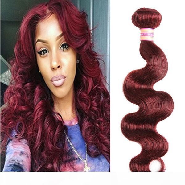 

pure color #2 #4 #27 #30 #99j brazilian virgin hair bundles burgundy body wave hair weaves red human hair weave, Black