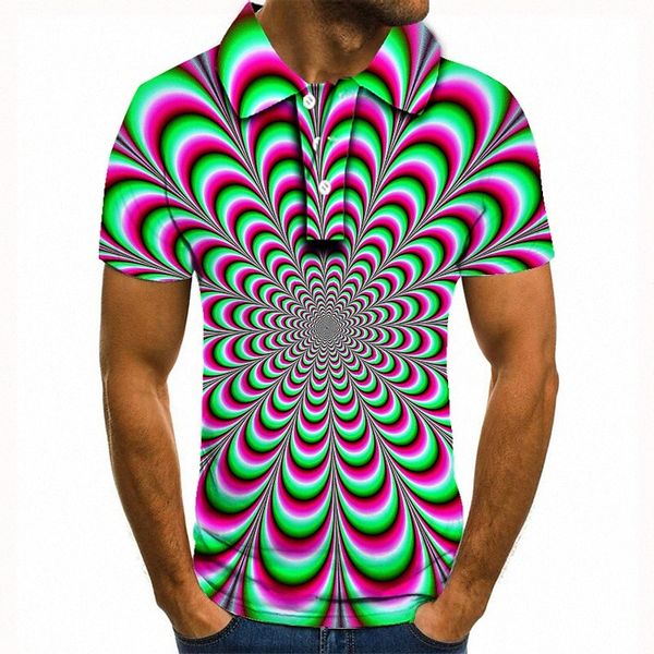 

men's golf shirt tennis shirt 3d print optical illusion graphic prints collar street casual button-down short sleeve casual fashion co, White;black