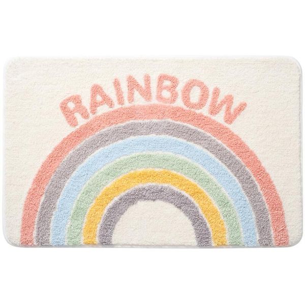 

carpets rainbow floor mat head printed suede absorbent shower bath toilet rugs kitchen carpet living room rug tatami door