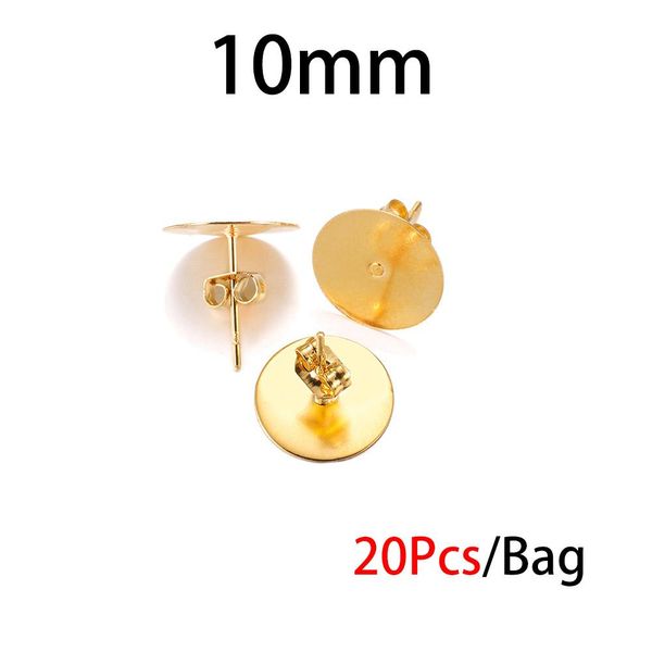 

20-100pcs/lot gold stainless steel blank post earring studs base pins with earring plug findings ear back for diy jewelry making bbygpo