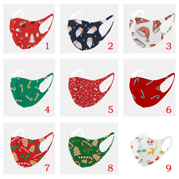 

christmas face mask fashion santa claus printing ice silk cotton protective masks dustproof washable reusable designer face masks w-00227