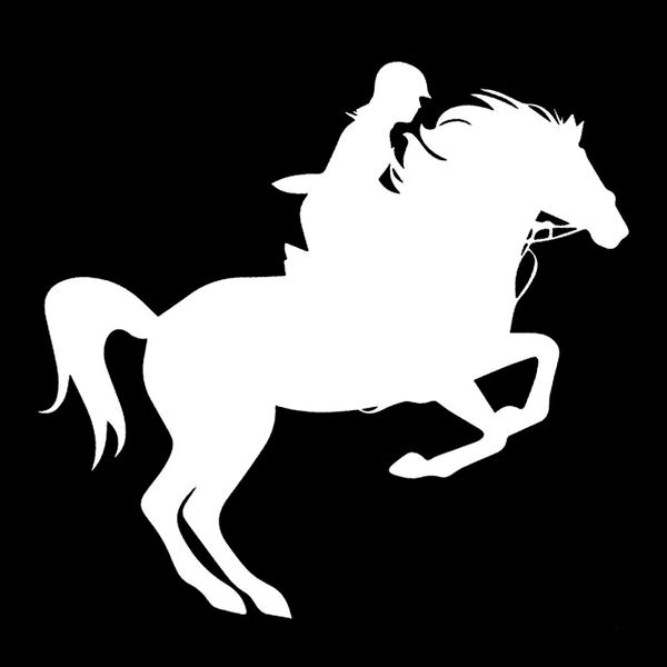 

car sticker horse riding sport shape decoration car decoration decals creative waterproof black/white,15cm*14cm