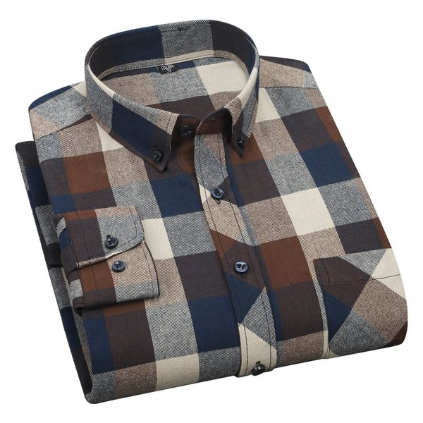 

brand flannel plaid 2021 autumn new male casual long sleeve shirt plus size warm men clothes dkm9, White;black