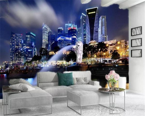 

wallpapers 3d wallpaper wall promotion night city with lights romantic hd living room bedroom environmental protection paper1