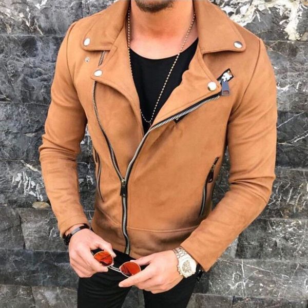 

men hip hop coat streetwear bomber suede leather jacket coat lapel zipper slim biker motocycle jacket male outwear, Black;brown