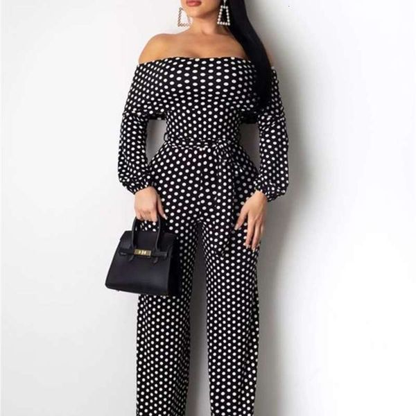 

point fashion casual wave 2020 women's one shoulder wide loose leg pants jumpsuit, Black;gray