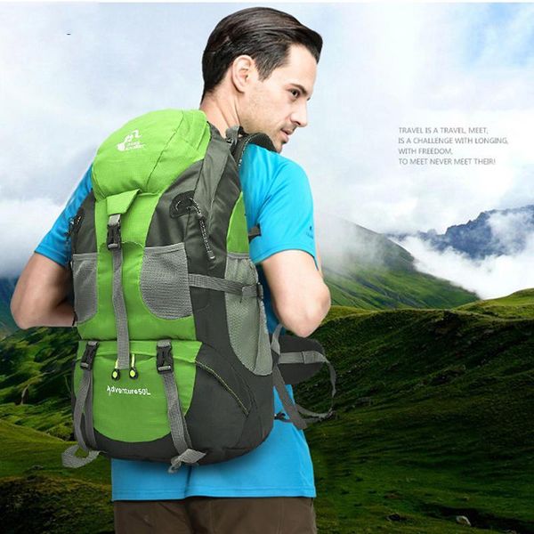 

outdoor bags 50l waterproof hiking backpack,high capacity travel mountain sports backpack,multifunction trekking camping climbing bag1