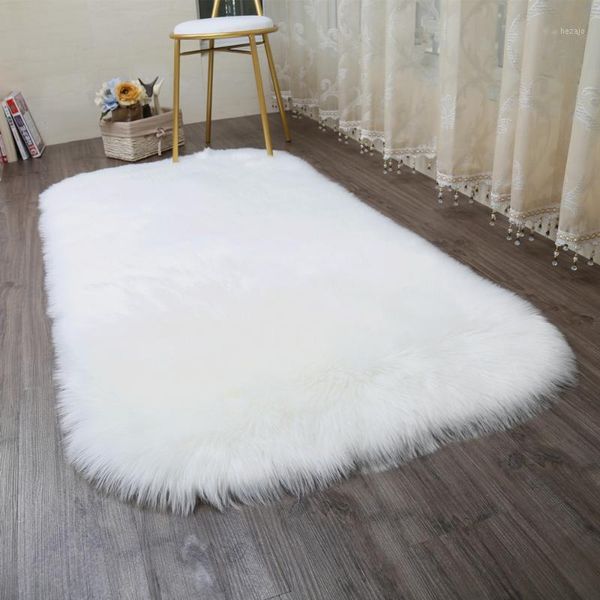 

carpets muzzi hairy sheepskin plain fur skin fluffy bedroom faux mats washable artificial textile area ellipse rugs1