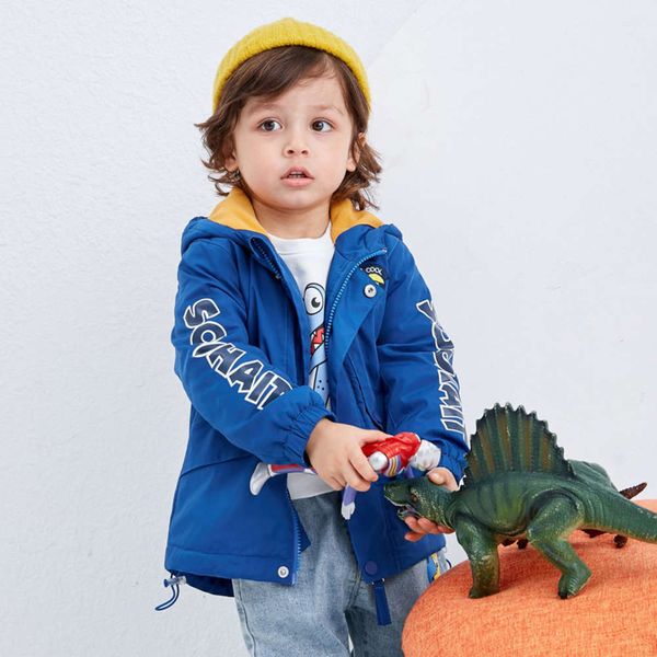 

lingye physical autumn children's clothing 2020 plush boys' hooded korean zipper shirt medium length coat dcu1, Black