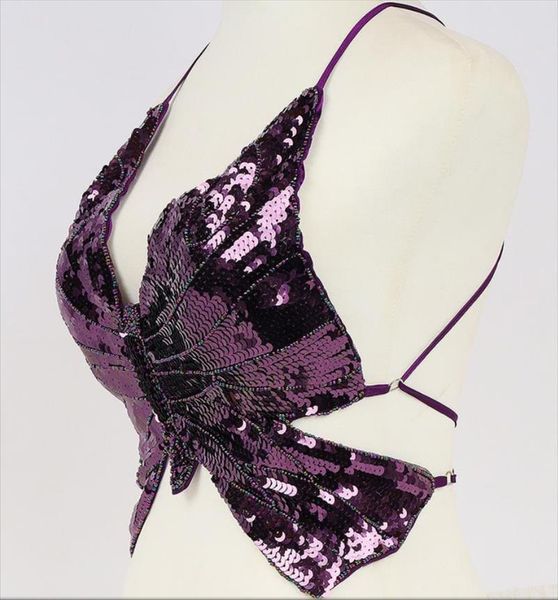 

womens sexy tube top top hop halter butterfly sequin вышивка вышивка производительность костюм костюм костюм созданный топ алмазный пушит дж, White