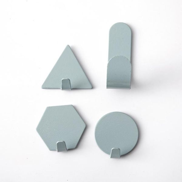 

hooks & rails 4pcs multifunction creative punch wall hook wrought iron small decoration geometry door strong sticky bathroom