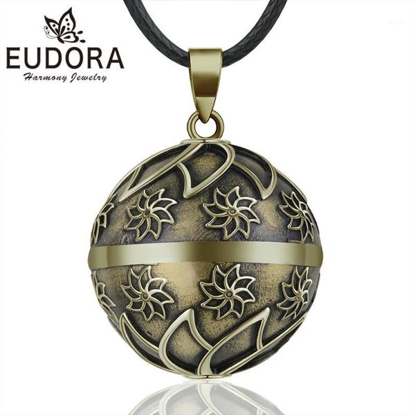 

eudora harmony ball vintage bronze flowers necklace chime bola pendant for women fashion jewelry retro mexican pregnancy ball1, Silver