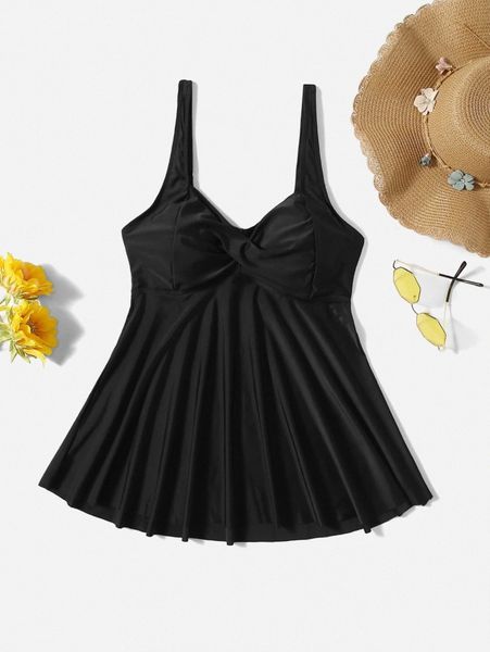 

plus twist front tankini h9ic#, Black