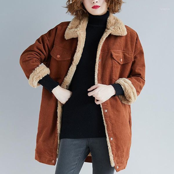 

vintage thicken warm medium and long section jacket female 2019 autumn and winter new large size cotton parkas women1, Black