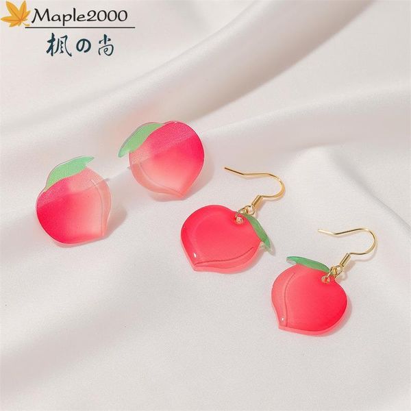 

fashion acrylic peach ear studs earring for women sweet and refreshing peach earrings babygirl fashion earring jewelry gift, Silver