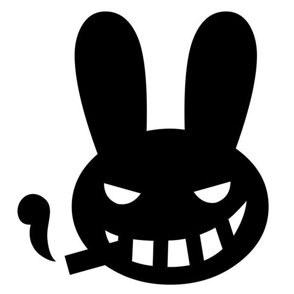 

11.8*12.7cm funny smoking bunny rabbit vinyl car styling tail decal racing car stickers black/silver s1-2635
