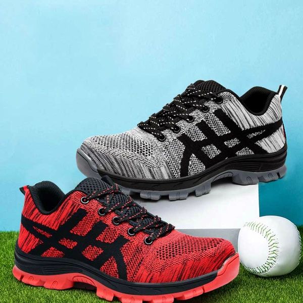 

large size men casual breathable steel toe caps work safety shoes summer mesh anti-pierce building site worker security boots y200915, Black;brown