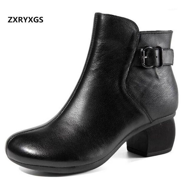 

boots zxryxgs 100% natural full genuine leather autumn women high heeled shoes fashion elegant woman's1, Black