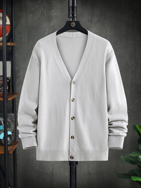

men drop shoulder ribbed knit cardigan 168l#, White;black