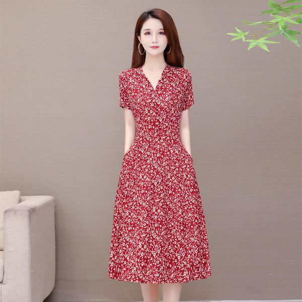 

2021 new new v-neck summer women dresses plus size summer european style brand cothing short sleeve women dresses 16xy, Black;gray