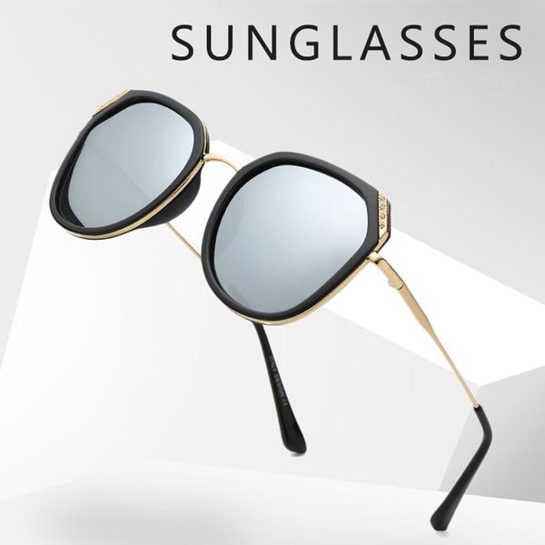 

sunglasses 2021 cat eye men women's polarized brand designer female sun glasses for lady mirror shades uv400, White;black