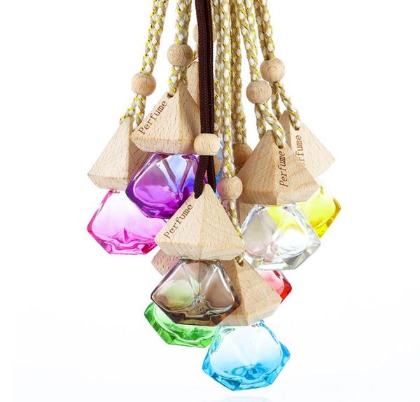 

portable car perfume bottle pendant essential oil diffuser bag clothes ornaments air freshener pendant empty glass bottle perfume 9 colors