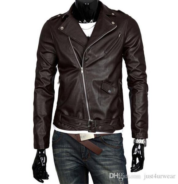 

mens fashion pu leather motorcycle jackets lapel neck british brown white black jacket male long sleeve leather jackets s-5xl