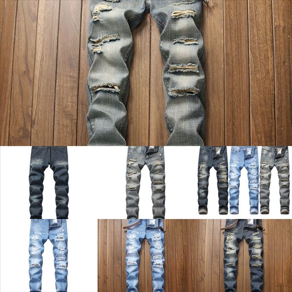 

3xlmt vinatge harem men's jeans hip gradient hole printed men casual hop pants korean jeans straight man pant man, Black