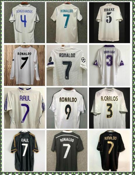 

94/96 real madrid retro version #7 raul soccer jersey 97/98 hierro redondo suker seedorf soccer shirt #6 redondo football uniform, Black;yellow