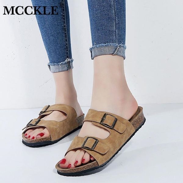 

new summer woman flat suede sandals cork sole slides casual flip flop beach slippers flats shoes plus size y200405, Black