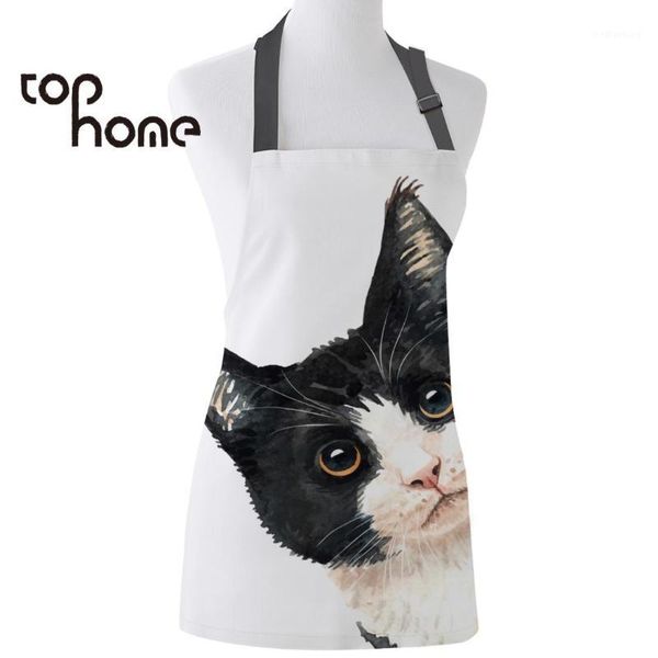 

aprons ome kitchen apron japanese cat printed adjustable sleeveless canvas for men women kids home cleaning tools1