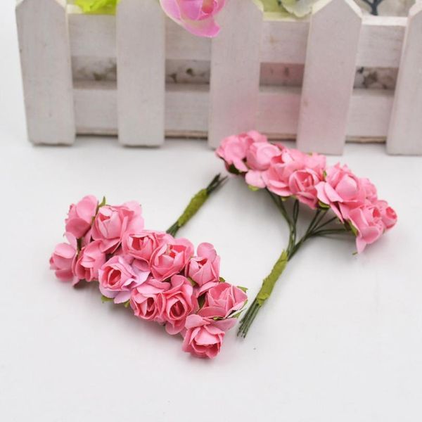 

12pcs/lot mini paper rose artificial flowers bouquet wedding christmas decoration craft gift box diy wreath scrapbooking jllysi