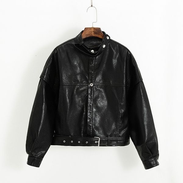 

new fall 2021 women jackets short leather of female plutonium jacket zdav, Black