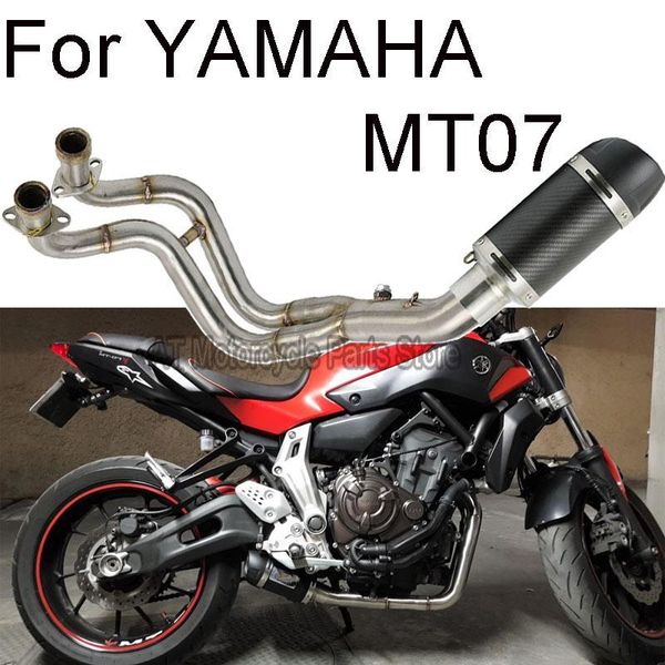 

51mm motorcycle exhaust full system header link pipe stainless steel muffler pipe with exhaust db killer for mt07 escape