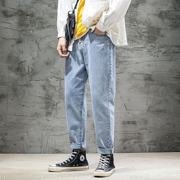 

loose casual men mid jeans 2021 spring summer trend fashion youthfu vitality straight outdoor street brand clothing1, Blue