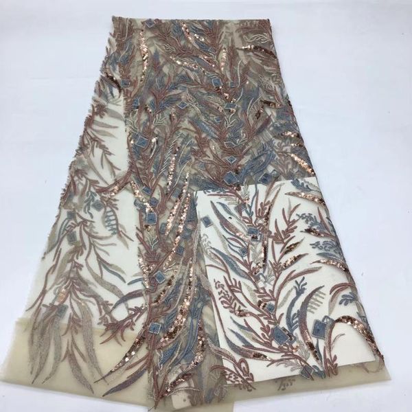 

ribbon african sequin lace fabric 2021 french nigerian net xx3733, Pink;blue