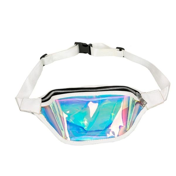 

outdoor bags shiny wasit bag fashion reflective chest sports travel (white)