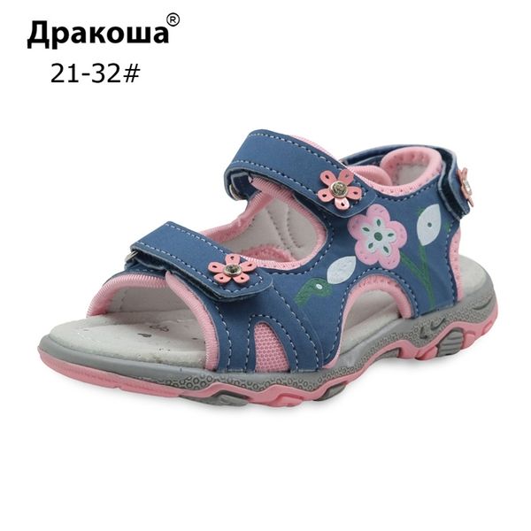 

apakowa summer children shoes girls sport beach sandals with arch support kids hook-and-loop sandals for girls eu size 21-32 y200103, Black;red