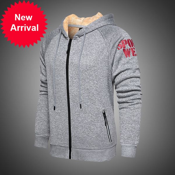 

gross fleeing hoodies warm winter 2020 men hoodie zipper jackets eua/eur casual autumn wool with, Black