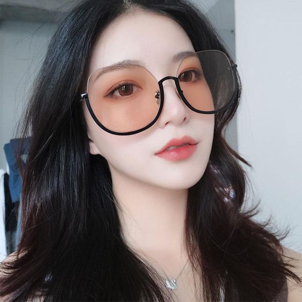 

uv400 trendy sun oversized black black glasses women men orange pink eyewear lens frame frame half oval sunglases sunglasses atlcl