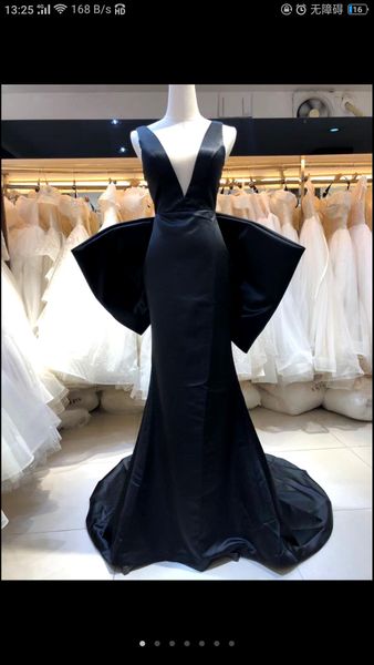 

elegant dress women for party prom dresses big bow back long mermaid country formal custom made party evening gowns, Black