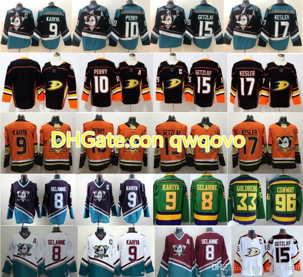 

mighty anaheim ducks jersey hockey 15 ryan getzlaf jakob silfverberg rickard rakell teemu selanne paul kariya charlie conway gordon bombay, Black;red