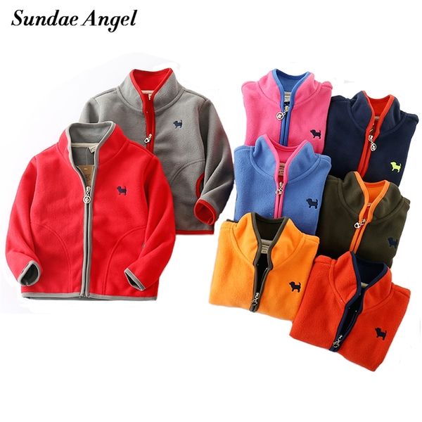 

sundae angel baby girls coats polar fleece jacket for boys kids warm print dog pattern long sleeve children outerwear 18m-7y 201216, Blue;gray