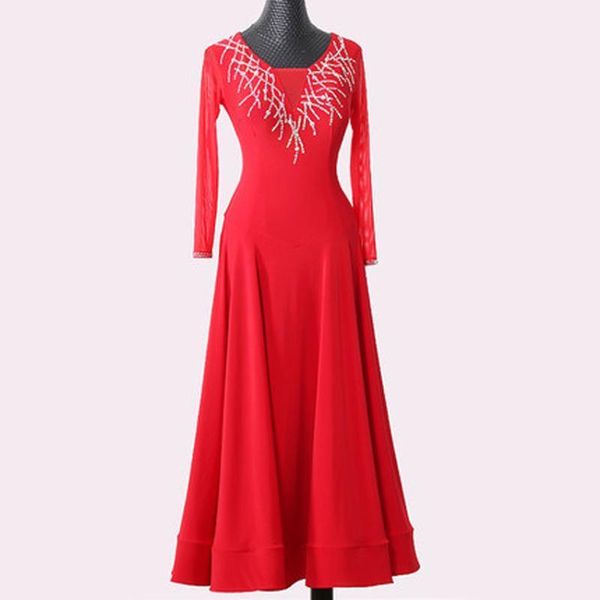 

modern dance skirt new practice ballroom dance skirt performance dress ballroom waltz performance competition1, Black;red