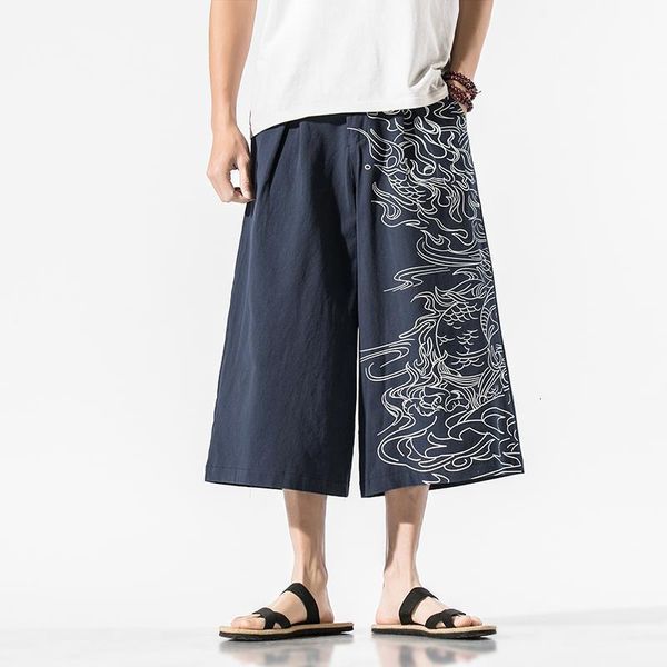 

men's summer cotton harem pants fashion baggy casual calf-length loose jogger pants drawstring trousers men streetwear, Black